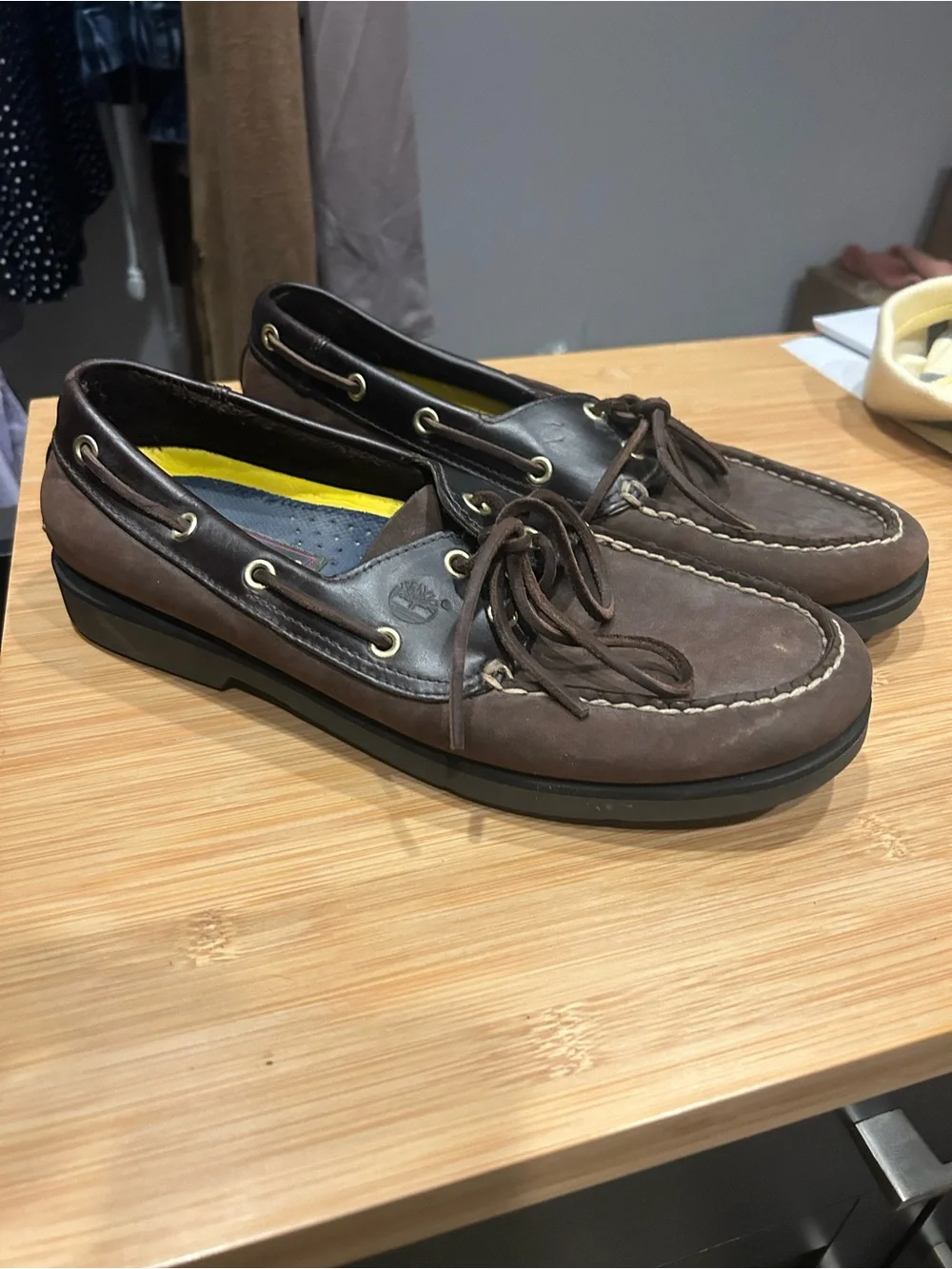 Timberland Men’s Real Leather Boat Shoes Brown Heritage Preppy Nautical Loafers